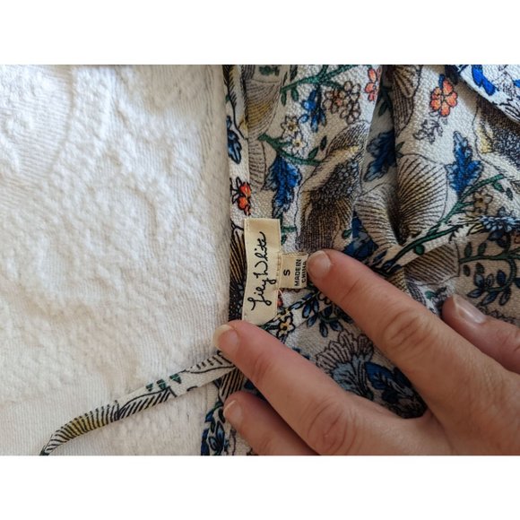 Lily White Floral Blue/Olive/Orange Spaghetti Strap Halter Top  Size Small - Picture 2 of 6